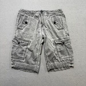 Y2K Guess Cargo Shorts Mens 30 Charcoal Wash Relaxed Fit Utility Hunting Outdoor